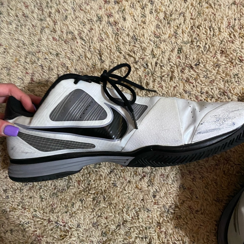 black and white basketball shoes. worn but in good condition